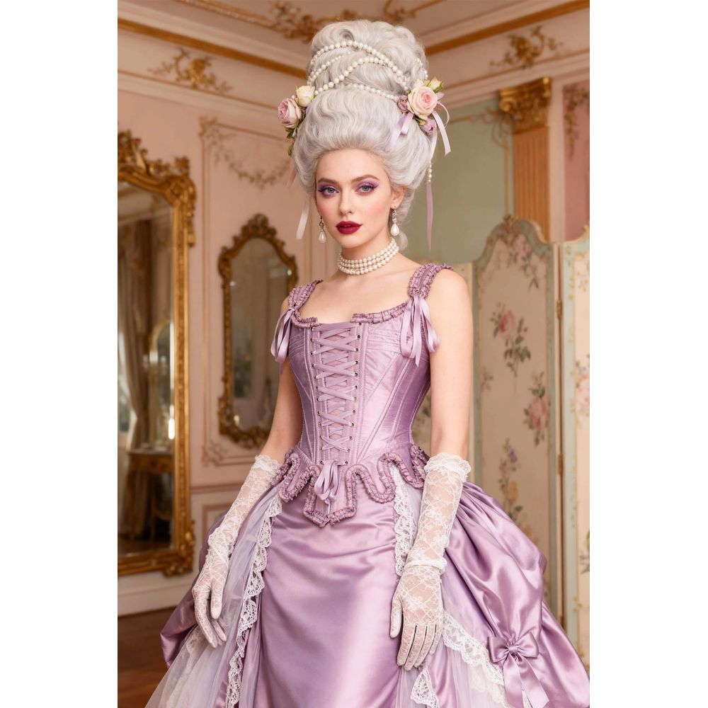 Attitude Corsets - Araminta Rococo with shoulder stras Vollbrust Korsett - Lila